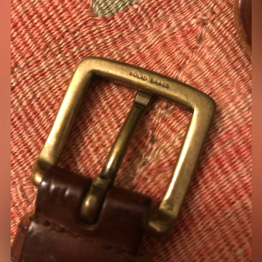 Gap Women's Braided Genuine Leather Belt Solid Brass Buckle XS